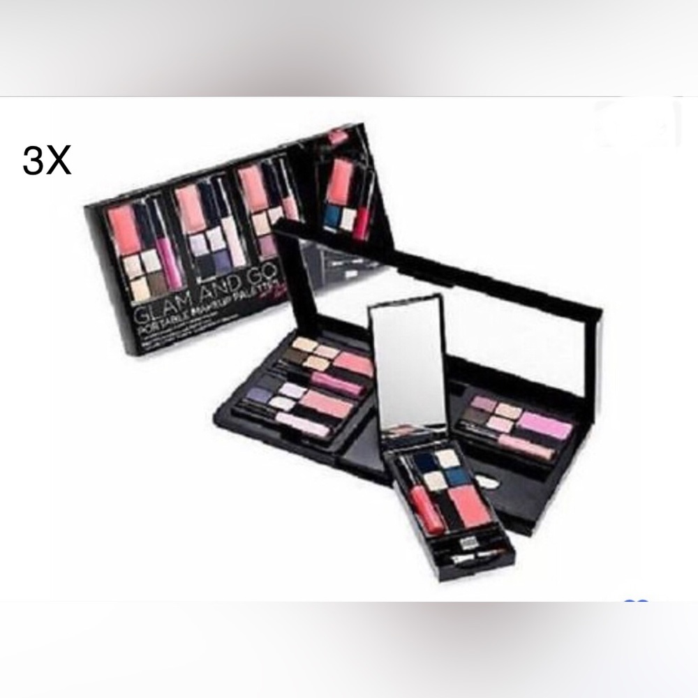 3 x Victoria's Secret glam & go portable travel Palette set eyeshadow, gloss, bl